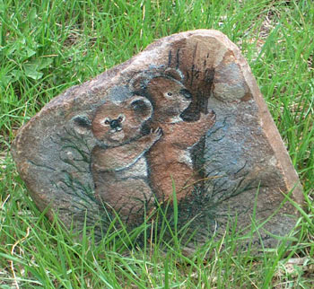 Rock painting of Koalas